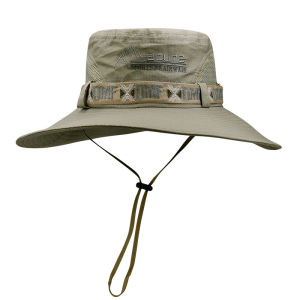 FUGUINIAO Men Bucket Hat Outdoor UV Protection Wide Brim Panama Safari Hiking Hat Mesh Fisherman Hat Beach Sunscreen Cap