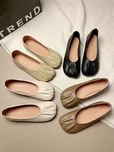 WomenS Summer Flat Shoes 2025 New Style Shallow Soft Sole Slip-On White Loafers For Skirts Retro Single Shoes