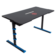 Height Adjustable PC Gaming Desk with Integrated Keyboard Tray RGB Tube Cable Clamps and Mobile Slot