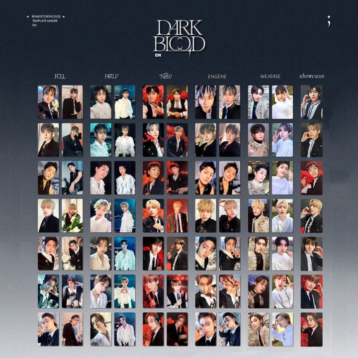 Enhypen Dark Blood Album PhotoCard Engene Full Half New Showcase Weverse  Version Photo Cards Heeseung Jay Jake Sunghoon Sunoo Jungwon Lomo Cards 7  Per Set