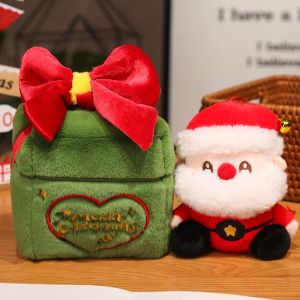 JOJO CASTLE 2025 Christmas Santa Claus Snowman in Gift Box Plush Toys Stuffed 2 in 1 Xmas Festival Doll Baby Christmas Gifts for Children Kids Girls Party Deco 圣诞礼物 圣诞老人