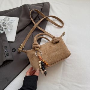 LEFTSIDE Women Small Suede Crossbody Bag 2026 Winter New Retro Short Handle Shoulder Bag Luxury Designer Handbags and Purses2026