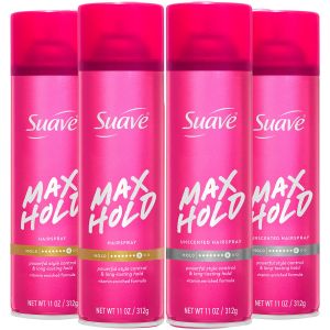 Suave Hairspray Max Hold Variety 4-Pack – Scented + Unscented Hairspray 11 Oz Ea