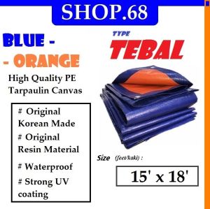 Blue Orange Waterproof Canvas Tarpaulin thick series 1414 size 6 feet - 30 feet