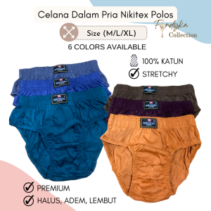 6 PCS Celana Dalam Pria Nikitex Sempak Cowok Dewasa Sempak Segitiga M L XL CD Pria Premium Bahan Katun
