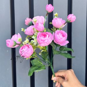 Cụm hoa trà 7 nhánh Trí Nhà Cửa Cắm Giỏ Bó Hoa. Hoa Lụa LyLy Decor