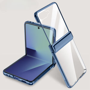 Transparent Acrylic Plating Case for Samsung Galaxy Z Flip 7 8 Flip7 Flip8 Hinge Protection Screen Protector Cover