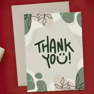 Thank You Card - Thank You! | Minimalist Botanical Forest Green | A6