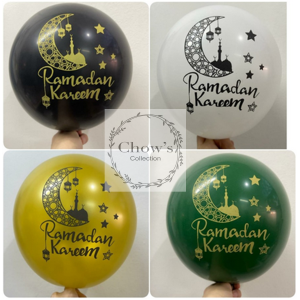 per 10 pcs Balon Latex Karet Motif Idul Fitri Lebaran Ramadhan Kareem Ecer