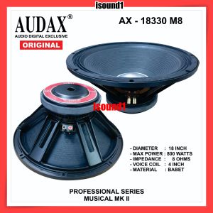 SPEAKER BABET AUDAX 18 IN AX 18330 M8 FULL RANGE 800 WATT 18330 AX18330M8 ORIGINAL AUDAX INDONESIA