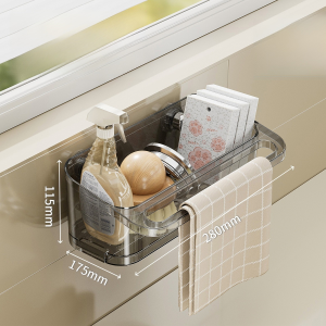 🌟Vacuum Adsorption Large Capacity Sink Storage Rack Multifunctional Multi-layer Storage Rack Without Drilling Holes Moisture-proof Mildew-proof Kitchen Rack