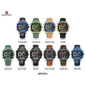 Naviforce Brand Watches For Men Fashion Sport Mens LED Digital Quartz WristWatch Luxury Leather Waterproof Military Clock NF9197