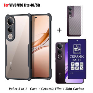 Promo Paket 3IN1 Case Fusion For Vivo V50 Lite 4G / V50 Lite 5G Free Tempered Glass Layar & Garskin Carbon Belakang Handphone - FIDS STOR