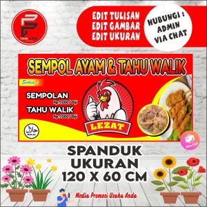 Banner Sempol Ayam tahu walik / Banner Sempol ayam tahu walik / Spanduk Jajanan Sempol ayam Ukuran 120 x 60 cm