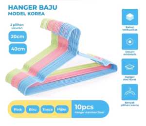 Hanger Kawat Stainless Warna Warni isi 10 PCS | Hanger Magic Instant | Gantungan serbaguna | COD