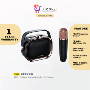AWEI Y889 Portable Bluetooth Karaoke Speaker With Wireless Mic (Black) | 10W Super Bass USB TF Card Mini Speakers Microphone