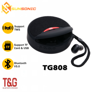 T&G TG808 2 in 1 TWS Portable 3D Stereo Surround Wireless Bluetooth Speaker + Wireless Bluetooth Earphones with Strap