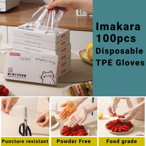 [SG ready Stock]👉 Imakara 100pcs Disposable TPE Gloves Powder Free 👉Latex-free Food Grade Kitchen Baking Cooking Use👉