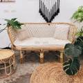 Ghế Sofa Mây Đan Caro Vintage Kèm Nệm ĐAN TRÀ - Bàn Ghế Mây Tre Đan. 