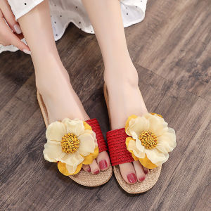 [Free Shipping] New Summer Non-Slip Home Shoes In Stock Soft Sole Indoor Sandals Floral Breathable Casual Linen Slippers For Women