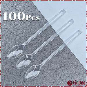 FinDee ช้อนพลาสติก 100ชิ้น  ช้อนตักของหวาน ไอสครีมแบบใช้แล้วทิ้ง Plastic spoon