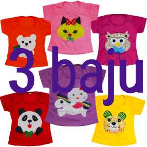 PAKET ISI 3 PCS -KAOS BAYI -KAOS ANAK PEREMPUAN TERMURAH DAN BERKULIATAS BORDIR ATASAN BAYI-ATASAN ANAK-ANAK PEREMPUAN
