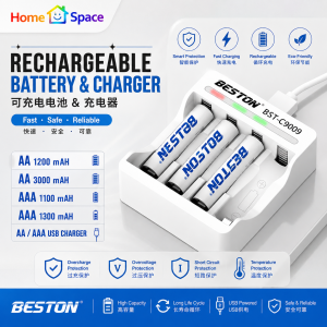 🔥【SG】Beston AA AAA Rechargeable Battery Pack Ni-MH LED USB Charger Rechargeabl Double Triple A Batteries Free Case