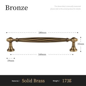 Solid Antique Brass Handles Spiral Ribbed Drawer Handle Bedroom Wardrobes Cabinet Handle Kitchen Cabinet Door Handle Antique Single Hole Cabinet Knob