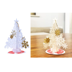 3D Popup Christmas Greeting Cards Winter Snowflake Tree Cards with Envelope for 2024 New Year Thanksgiving Day Gift