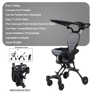 Black Pearl-Baby foldable stroller - Sunshade travel stroller - For boys and girls - Soft seat baby stroller