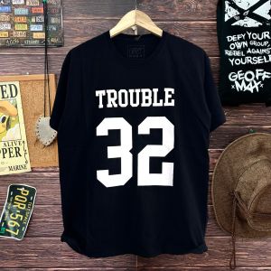 papi oline fashionistrojkt/kaos pria band TROUBLE 32 size M L XL kaos distro T shirt distro/T shirt pria/kaos pria army