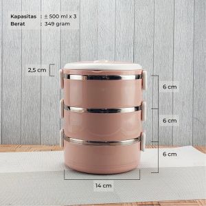 Rantang BMW 3 Susun  Lunch Box Polos Lucu Elegan Tempat Bekal Makanan Stainless Steel 304 Anti Karat