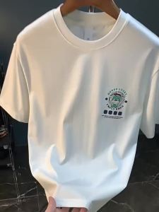 2025 New Mens Short Sleeve Round Neck T-Shirt White Blouse Loose Printed Elegant Shirt New Fashion Summer OEM
