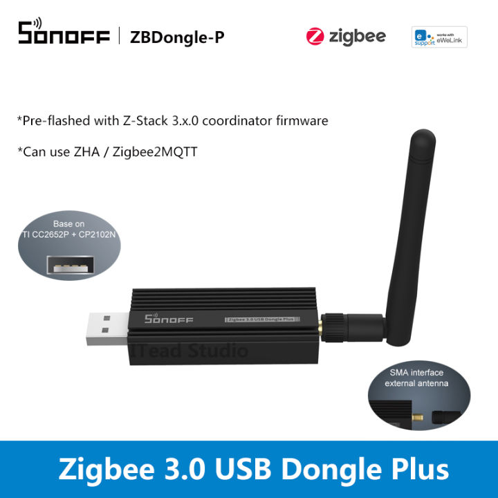 ITEAD SONOFF Zigbee Dongle ZBDongle-P / ZBDongle-E Zigbee 3.0 USB Dongle Plus Cổng Zigbee thông minh được cài đặt sẵn phần sụn điều phối Trung tâm Zigbee cho ngôi nhà thông minh, Trợ lý hỗ trợ tại nhà Zigbee2MQTT