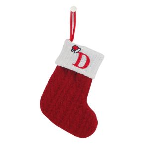 TUS Red Letters Christmas Knitting Stocking Embroidered Alphabet Woven Christmas Socks Durable Woolen Christmas Tree Pendant 2024 New Year