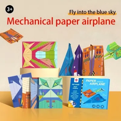 DIY Colorful Origami Airplane Cubic Creative Origami Set Childhood Fun Fly High and Far