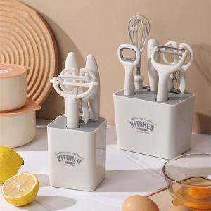 Brightbling 6Pcs/set Cooking Knife Sets with Storage Box Stainless Steel Chef Knife Bread Knife Cleaver Scissors