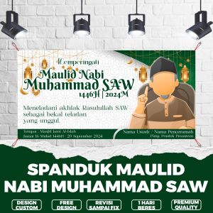 BANNER SPANDUK MAULID NABI / BACKDROP PANGGUNG CERAMAH MAULID NABI UKURAN BESAR / BANNER SPANDUK MAULID NABI MUHAMMAD 2024
