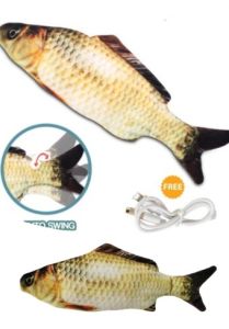 Artificial Fake Fish Doll Cat Fish Toy Plush Pillow Bite Chew Toy Kitten Pet Toy Simulation Mainan Kucing Mainan Bayi USB充电模式玩具鱼