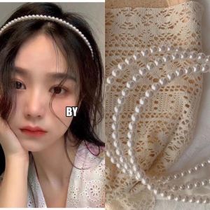 5pcs Fashionable pearl headband with elegant temperament for girls exquisite handmade pearl headband