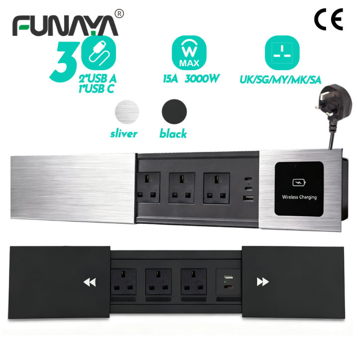 FUNAYA UK Slide Cover Built-in Table Socket with USB Type-c Recessed ...