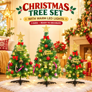 30/50/60cm Christmas Tree Tabletop Mini Christmas Tree with Lights Decoration Family Festival Gift