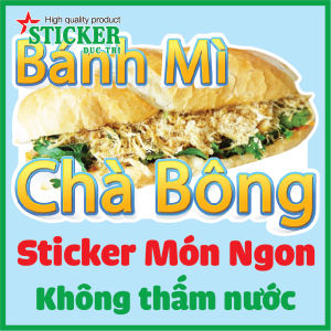 🔥🔥🔥 Miếng Dán BÁNH MÌ CHÀ BÔNG dùng Trang Trí QuánTủ kính Xe bán hàng...