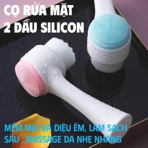 Cọ rửa mặt 2 đầu silicon – Set 2 cái – Đầu chải mềm massage làm sạch sâu tẩy tế bào chết hiệu quả