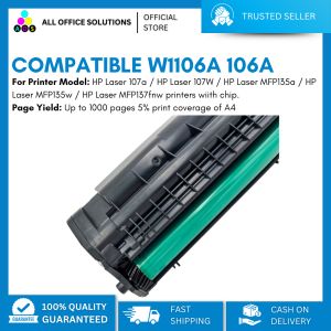 AOS 106A W1106A Compatible Black Toner Cartridge for HP 1072/107w/MFP 1352/135w/137nw Printers with Chip