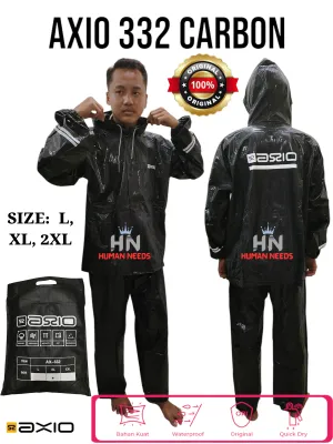 Jas Hujan Axio 332 Setelan Jaket Celana Motif Carbon/Mantel Ujan Axio Karet AX332 Original Karbon