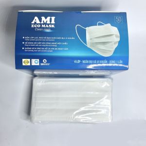 [CHÍNH HÃNG] Khẩu Trang Y Tế AMI NEW 2020 Mầu TRẮNG - Hộp 50 chiếc ( đóng gói 10 chiếc/ bịch ) - 4 lớp kháng khuẩn . Có Giấy Kiểm Định Của BỘ Y TẾ