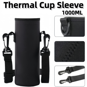 1000ML Sports Water Bottle Case Insulated Bag Neoprene Pouch Holder Sleeve Cover Carrier for Mug Bottle Cup Portable Water Bottle Carrier Bag Cup Cover Sleeve Holder Vacuum Pouch Portable Insulat Bag with Strap Water Bottle Case