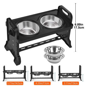 【Local Delivery】Adjustable Pet Dog Bowl With Stand Stainless Food Water Bowl for Cat Dog Pet