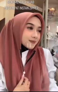COD hijab zipper segiempat bella square instan pollycotton / krudung resleting polos segi empat instant